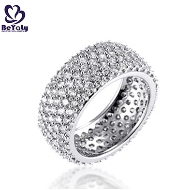 Wholesale wide size women clear cubic zircon paved ring