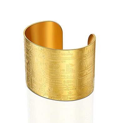 Wholesale Friendship Gold Plated Engrave Titanium Bracelet Bangles Men