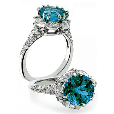 Flower Shape 925 Silver Green Emerald Fantasy Jewelry Ring