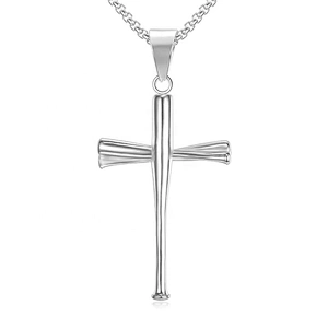 Sports-themed jewelry baseball cross necklace pendant, stainless steel jewelry pendant