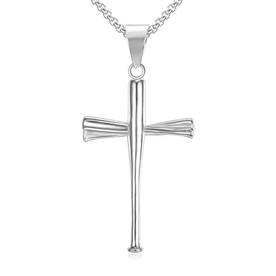 Sports-themed jewelry baseball cross necklace pendant, stainless steel jewelry pendant