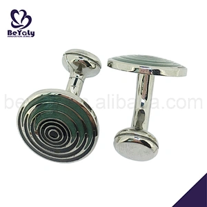Boutique blue circles round brand name cufflinks