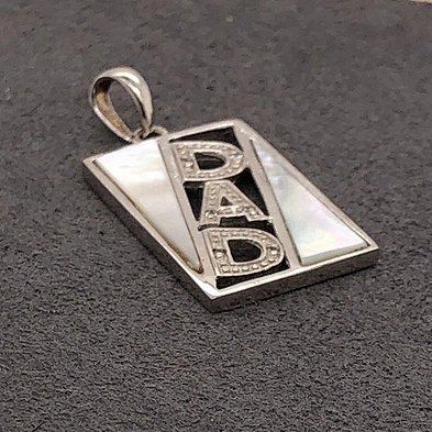 925 Silver White Stone Geometric Design Pendant With Alphabet Letter DNA