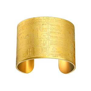 Wholesale Friendship Gold Plated Engrave Titanium Bracelet Bangles Men