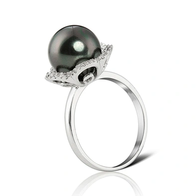 Women flower design silver original pearl ring
