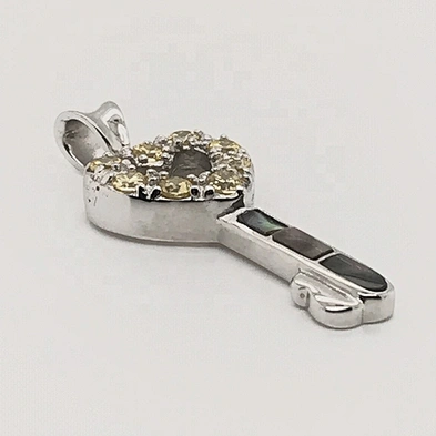 Delicate Hollow Design Cz Heart Design Shell Key Silver Custom Charm Pendant