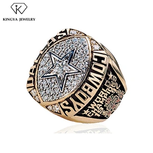 Fashion rough natural gemstone jewelry men's brass dallas cowboy ring