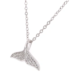 Full pave setting gemstones 925 silver mermaid tail pendant