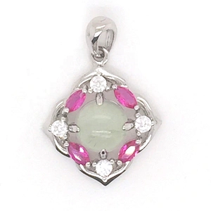 Girl Flower Pendant Necklace, Flower Jewellery Three Color Stone Pendant, Moonstone Four-Leaf Flower Of Life Pendant