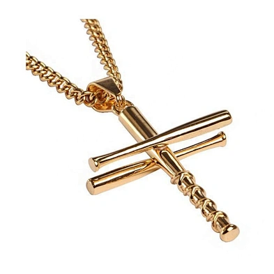 2019 men's charm pendant jewellery baseball bat cross necklace jewelry wholesale
