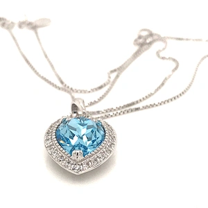 Fashion Jewelry 925 Silver Heart Shape 12 Zodiac Necklace Rhinestone