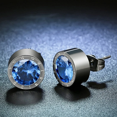 Single stone rose gold men's titanium stud earring
