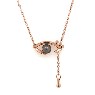 Rose Gold Evil Eye Pendant Projection I Love You Necklace 100 Languages