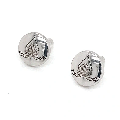 Custom design round joker engraved stud silver earrings men