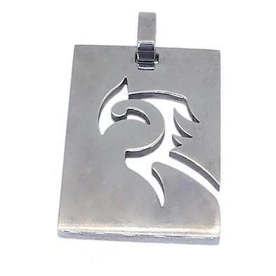 Hollow engraved rectangle customize logo necklace