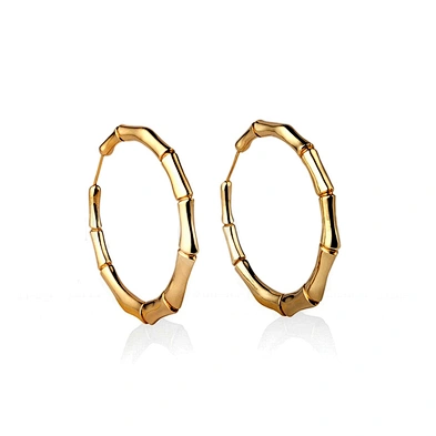Shiny silver hoop cheap bamboo earrings