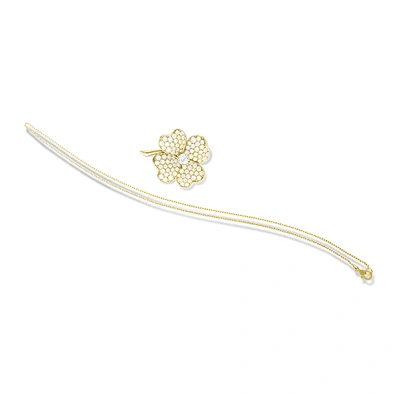 Fashion girls clover cz gold necklace 24k