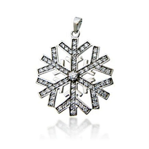 Delicate engraved snow shape jeweled cross necklace