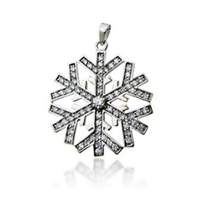Delicate engraved snow shape jeweled cross necklace