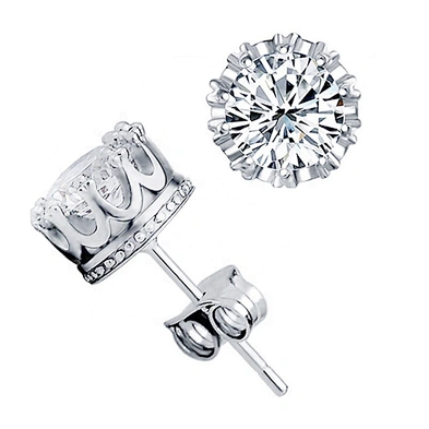 AAA cz crown shape dubai gold stud earrings