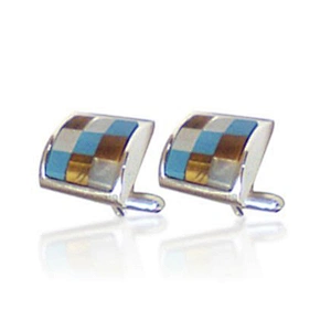 Mesh design wholesale colorful stone brass cufflinks sets