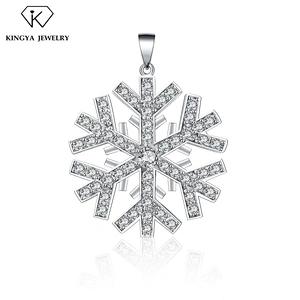 Wholesale Fine 925 Silver Rhodium Plated Jewelry Snowflake Charm Pendant