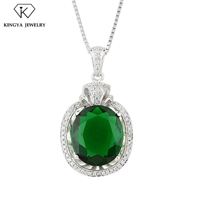 Custom White Gold cz Jewellery Big Natural Stone Pendant Necklace