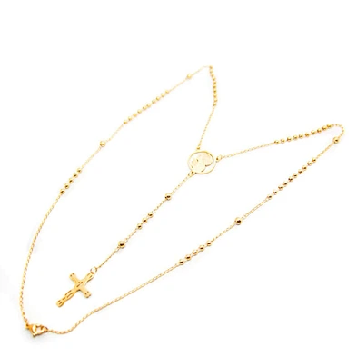 Gold plated cross pendants stainless steel ball chain necklaces