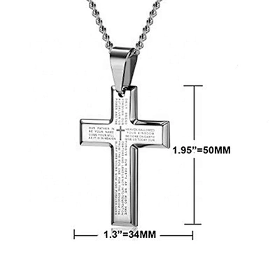 Classic and simple initial letter bible cross pendant necklace