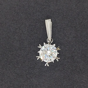 Small Cute Unisex Hand Made Silver Snow Flake Single Zircon Charm Pendant
