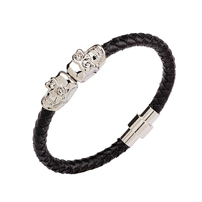 2019 leather skeleton mens hand skull bracelet silver bangle