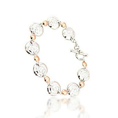 Cheap silver rose chain amber bead bracelet