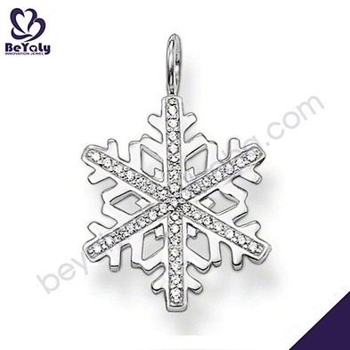 Delicate engraved snow shape jeweled cross necklace