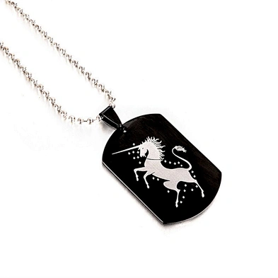 Custom stainless steel legendary engraved unicorn charm