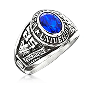 Blue enamel signet youth baseball championship rings