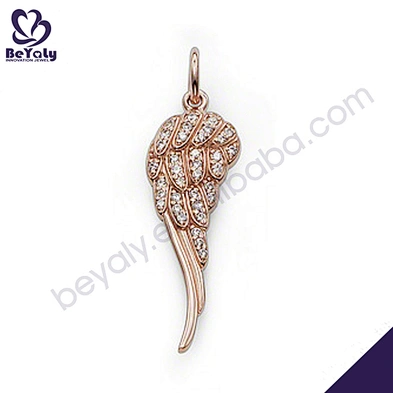 Rose gold wing design crystal letter j pendant necklace