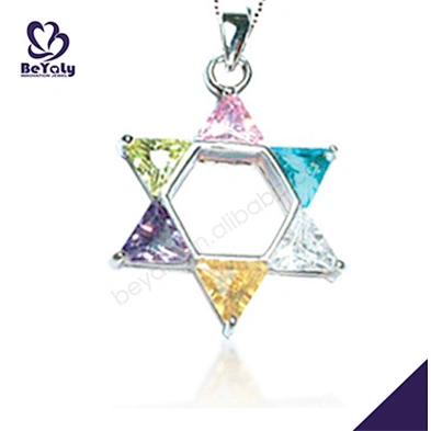 Colorful lovely silver six-pointed star shape car pendant