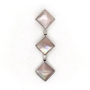 Graceful Popular Silver Square Design Pink Crystal Shell Female Favor Pendants