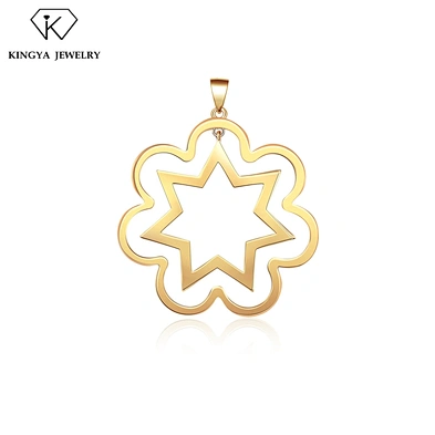 Hollow Design Mens 925 Silver Star And Sun Pendant Gold Plated