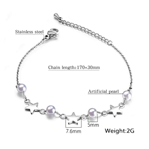 Beauty precious stone star design fashion girl pearl bracelet