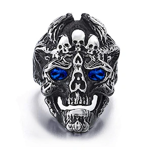 Hiphop Jewelry Stainless Steel Men'S Skull Rings, Gothic Skull Ring Eyes Mens Ring Vintage Jewelry