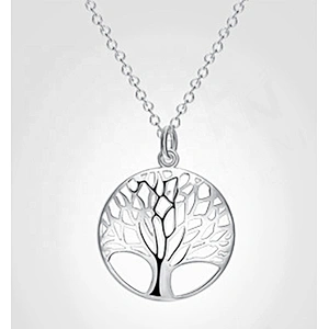 Fashion Tree Of Life Pendant 925 Sterling Silver Jewelry Necklace Set