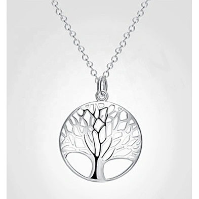 Fashion Tree Of Life Pendant 925 Sterling Silver Jewelry Necklace Set