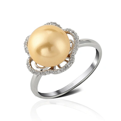 Women flower design silver original pearl ring
