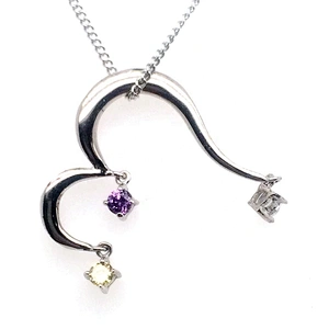 Brilliant Opening Heart Design Silver Jewelry Pendant With Three Color Zircon