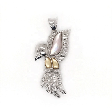 Fashion Platinum Plating Silver Handcrafted Cz Wings Parrot Bird Pendant