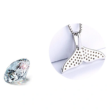 S925 sterling silver beauty mermaid tail pendant, micro setting fashionable pendant