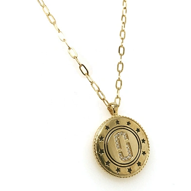 Gold Plated Star Painting Round Shape Custom Design Signet Charm Necklace