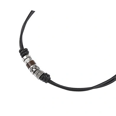 Fashion boutique for men black leather cord necklace