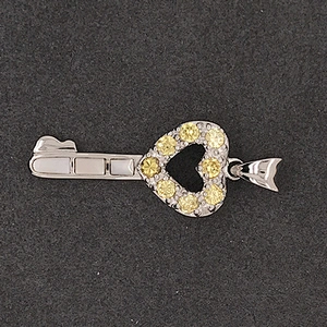 Generous Sterling Silver Gem-Studded Heart White Shell Key Shape Female Pendants